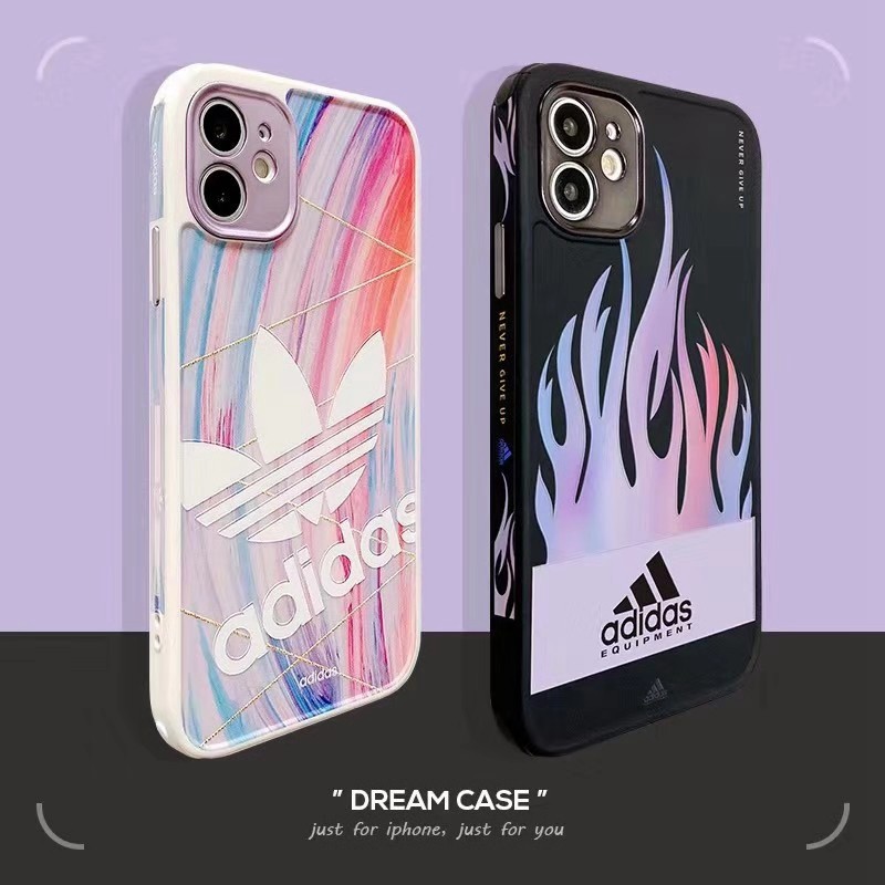 アディダス iphone 12 mini/12 pro/12 pro maxケース かわいい 個性潮 Adidas 韓国風, ブランド iphone 11 pro/11 pro maxスマホケース 火炎柄 四角保護