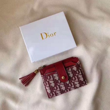 財布 Dior ウォレット 折り畳み財布 カードケース 女性 革製 ミニ財布 ディオールロゴ ジャカード 送料無料 ブランドコピー 小財布 コンパクト デザイン コインケース 激安