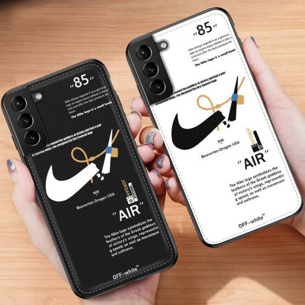 ナイキ ブランド galaxy s21/s21 ultra/s20/note20ケース かわいい Nike レザー風 スウッシュ柄 スポーツ風 OFF-WHITE セレブ愛用 iphone 12 pro/12mini/12 pro max/11 pro maxケース 激安 アイフォン8plus/x/xs max/xr/7/se2ケース 安い ファッション ペアお揃い メンズ レディース