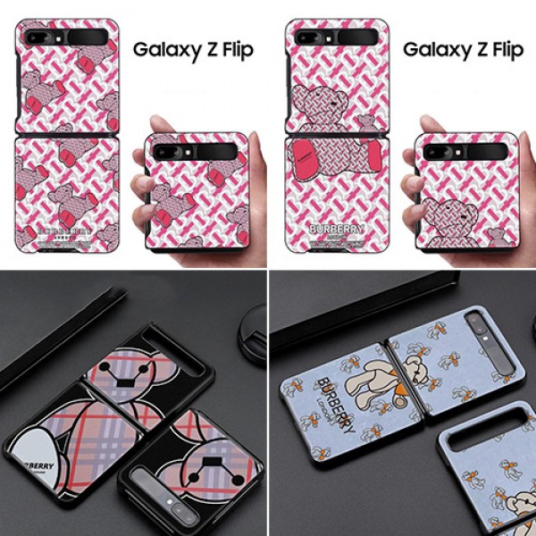 ブランドBurberry/バーバリーGalaxy Z Fold2/Galaxy Z Flipスマホケース 熊柄ピンク可愛い iphone13/12s/12/12mini/12pro maxケースメンズレディース サムソン携帯折り畳みカバー