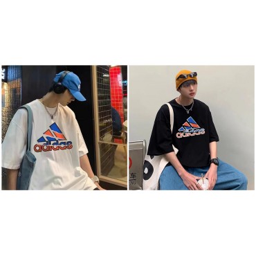 アディダスブランドtシャツ シンプル レディースメンズ 半袖 tシャツドロップショルダー ゆったり tシャツ トップス カジュアル オシャレ tシャツ　