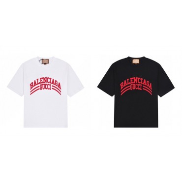 バレンシアガ ハイブランドtシャツ グッチ ホワイト ブラック2色 tシャツ 春夏 丸首 半袖 tシャツ 上着 大きなサイズ ゆったり 男 女トップス