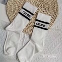 セリーヌブランドソックス 靴下 2点セットCeline ホワイト ブラック コットン ミドルソックス レディース 防臭 抗菌 履き心地がよい ストッキング