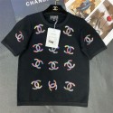 白黒黄色三色 Chanel シャネル Tシャツ 上着 半袖 華々しい 刺繍 キラキラ 丸首 カジュアル 春夏 お洒落 ニット 柔らかい シャネル 服 トップス 女性レディース向け 人気 おしゃれ 華やか 高品質