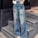 Chanel シャネル ジーパン 韓国風ハイブランド夏 涼しい ズボン レディースファッションシンプルブランドパロディ服ウェア ワイドパンツ ジーパン春秋 