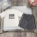 Dior ディオール Tシャツハイブランド 夏 半袖 男の子 女の子 tシャツシンプル子供服 tシャツ 上着 ズボンツーピース 綿 100％ 快適