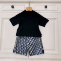 Dior ディオールハイブランド男の子 女の子 夏 半袖半ズボンのツーピーススポーツウェア服 子供 tシャツ 快適 コットン吸汗速乾 シンプル 激安 ルームウェア