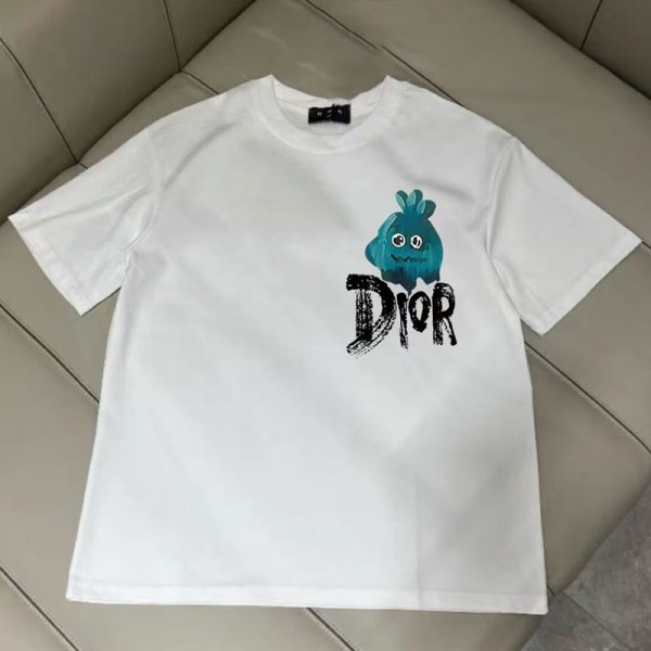 Dior ディオール速乾tシャツ ブランド激安 メンズ レディースブランド激安ディオール親子 ペアルックルームウェアインナー ティーシャツ 白tシャツブランドパロディ服ウェア