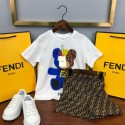 ブランド激安 Fendi フェンデイtシャツ 子供服 半袖半ズボンのスーツ 夏 可愛い Tシャツ 男の子 女の子上下セットシンプル 綿100% ゆったり部屋着 運動