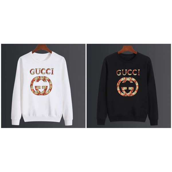 グッチ パーカー ハイブランドGUCCI ホワイト ブラック 高品質 プルオーバー 秋冬 裏起毛 裏起毛なしスウェット 服ドロップショルダー ゆったり着瘦せトレーナー