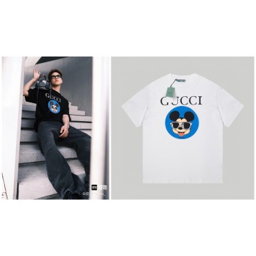 グッチtシャツハイブランドGucci 夏 ホワイト ブラック2色 tシャツ 上着 コットン 着心地がよい 半袖 tシャツ オーバーサイズ インナー トップス