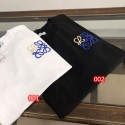 ロエベtシャツハイブランドLoewe ホワイト ブラック2色 半袖 tシャツ トップス 男女兼用 オーバーサイズ ゆったり tシャツ 上着 夏服