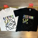 ロエベブランドtシャツ Loewe ホワイト ブラック2色 半袖 tシャツ レディースメンズ人気 tシャツ トップス オーバーサイズ ゆったり tシャツ インナー