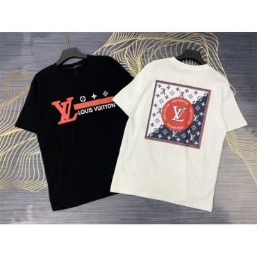 ルイヴィトン tシャツハイブランドlouis vuitton 黒白 2色 半袖 tシャツ 男女兼用人気 tシャツ 大きなサイズ 春夏 快適トップス 