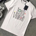 ルイヴィトン 半袖tシャツハイブランドルイビトン ホワイト ブラック2色 tシャツ 着心地がよい 快適 tシャツ 上着 男女兼用人気 丸首 tシャツ