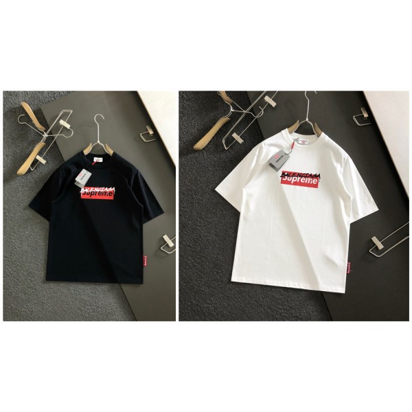 シュプリーム tシャツハイブランドSupreme ホワイト ブラック 2色 半袖 tシャツ ゆったり オーバーサイズ 着心地抜群 tシャツ 上着 夏服