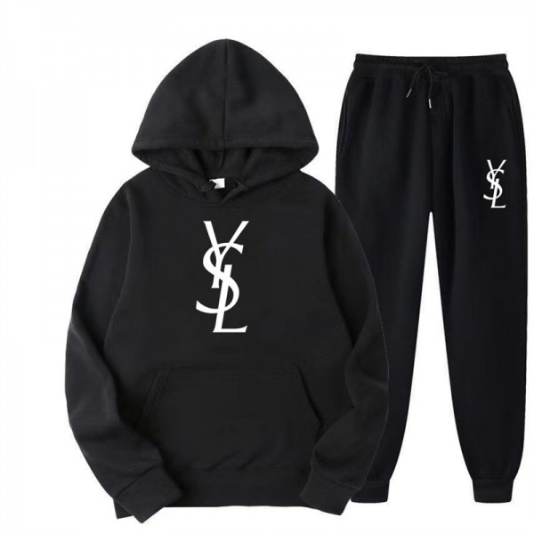 Ysl イブサンローランブランドパーカー セットアップ 上下セット フード付きレディースメンズ 綿100% オーバーサイズ ビッグパーカー カジュアル