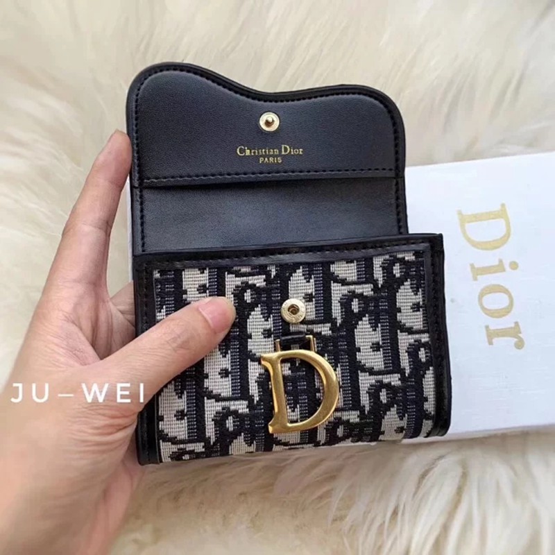 ブランドディオールDior 短い財布 三つ折り財布 コンパクトウォレットサドル トロッター キャンバス