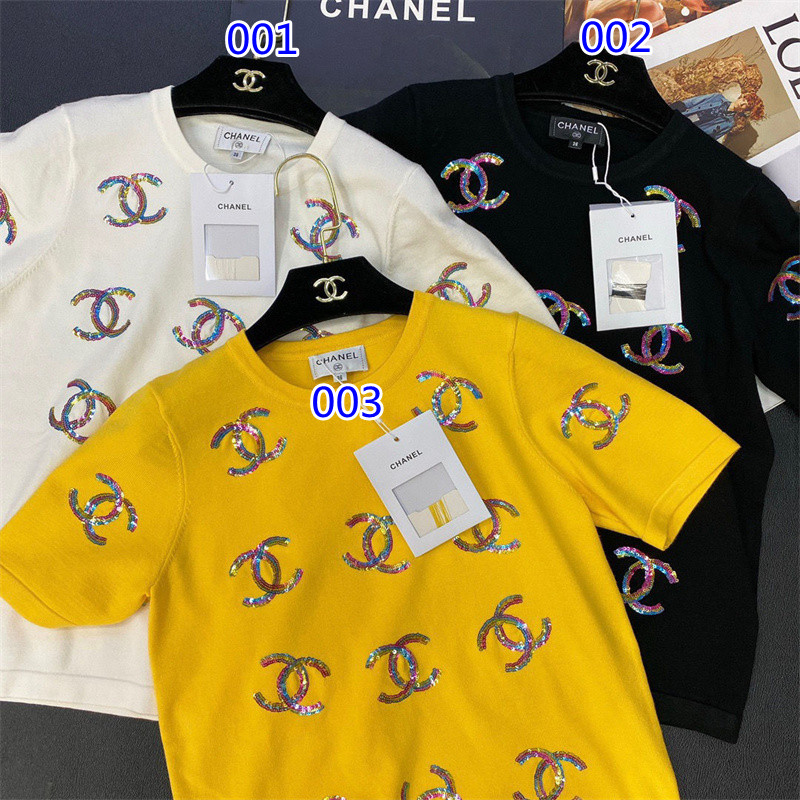 Chanel シャネル Tシャツ 上着 半袖 華々しい